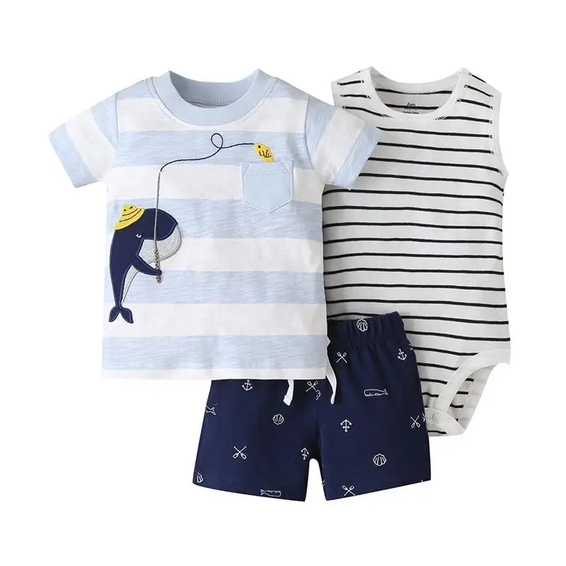 

New Hot Selling Products Newborn Baby Boy Summer Clothes Set Baby Romper Clothes, Picture shows