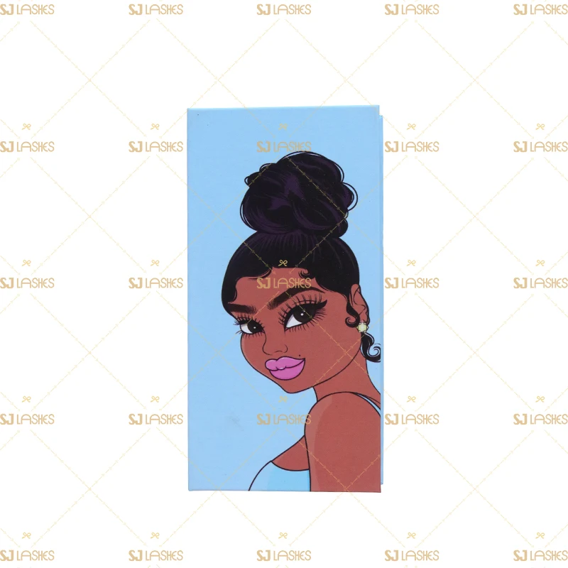 

100% human hair lashes with customer logo cartoon eyelash packaging box, Natural black mink eyelash