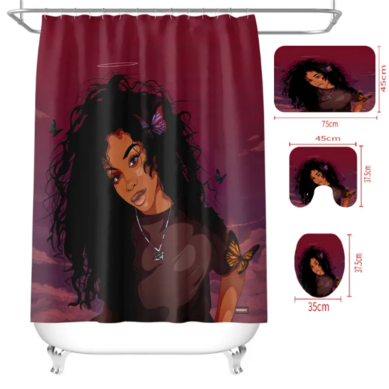

i@home black art women waterproof custom made digital print african shower curtain bathroom