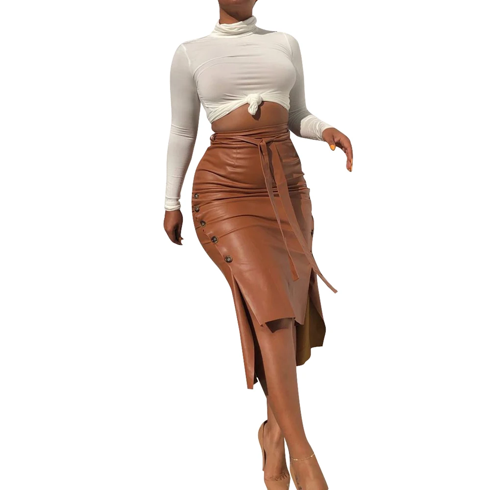 

Hot Sale New Factory Fashion Leather Women's Skirts, Blue