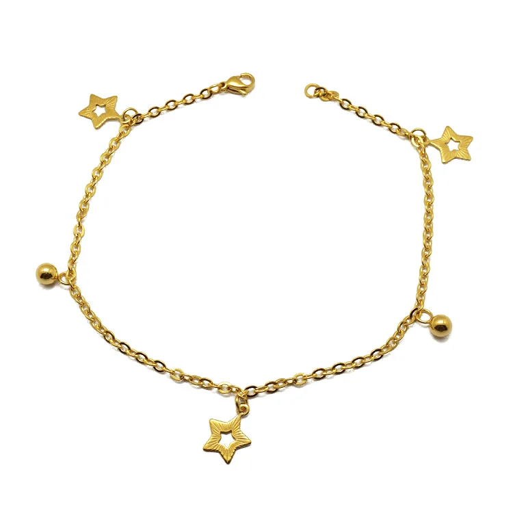 

stainless steel fashion jewelry women accessories new design star charms gold plated anklet