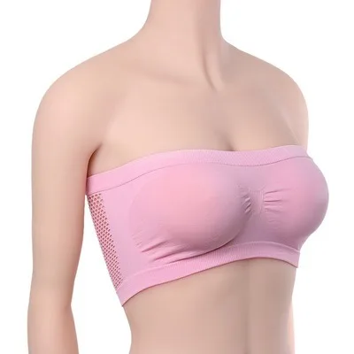 

Breathable Women's Beauty Back Bra Removable Chest Pad Bras Girl's Sexy Strapless Seamless Bra, White, pink, red, black, complexion