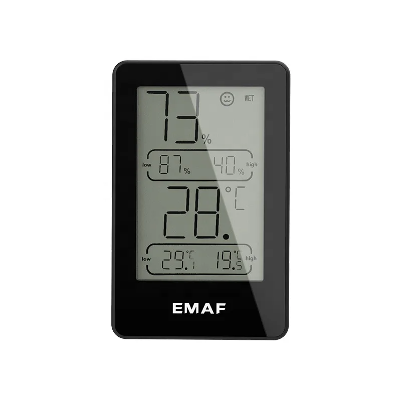 

EMAF OEM Digital Indoor Thermometer Hygrometer monitor Hight Low Temperature Humidity Range Gauge Thermo Hygrometer