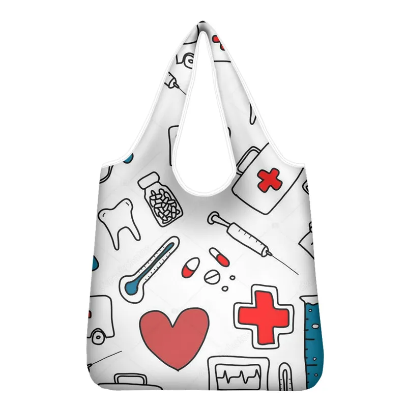 

Nurse Medical Print Low Price Bulk Reusable Folded Shopping Bag Logo