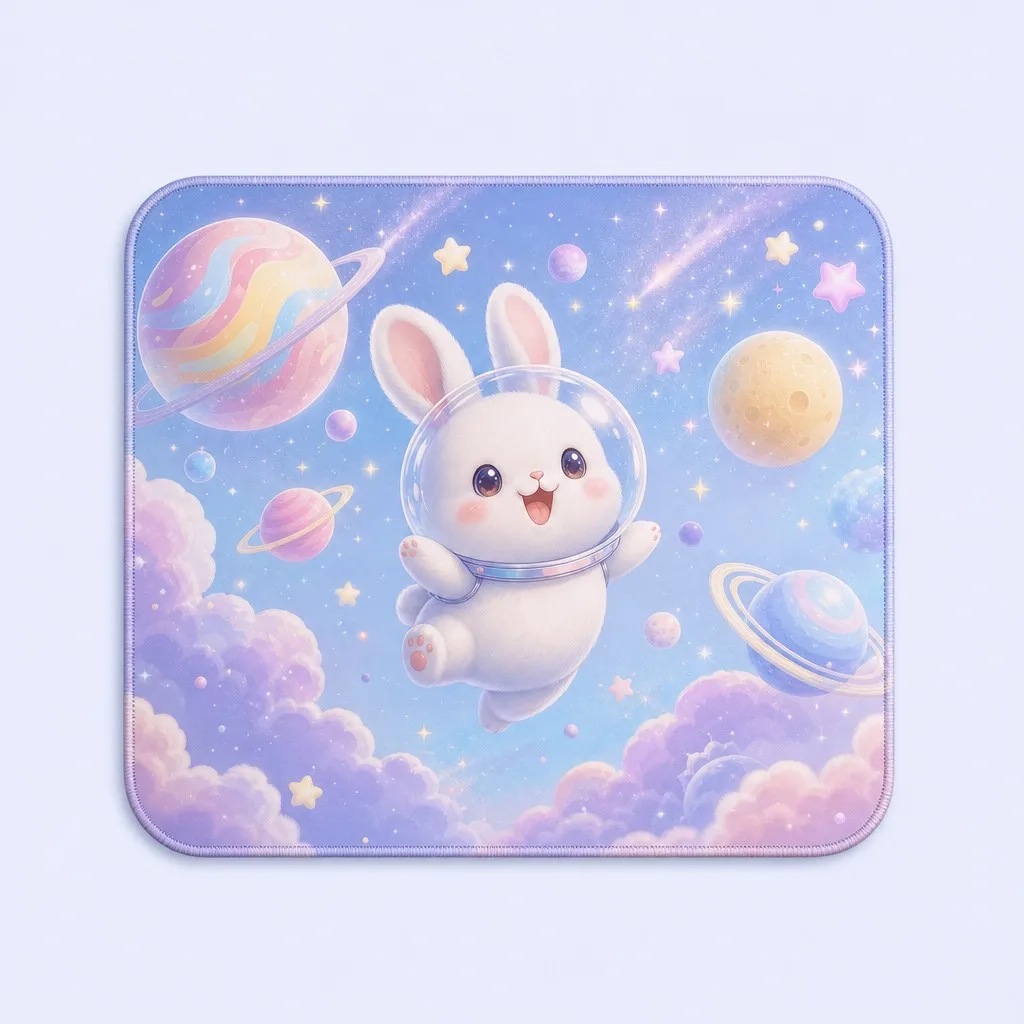 Astronaut Space Bunny Floating in Planets