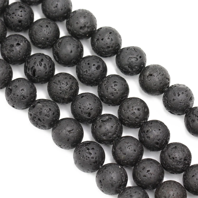 

Latest innovative products natural lava stone loose bead for prayer bead, Black