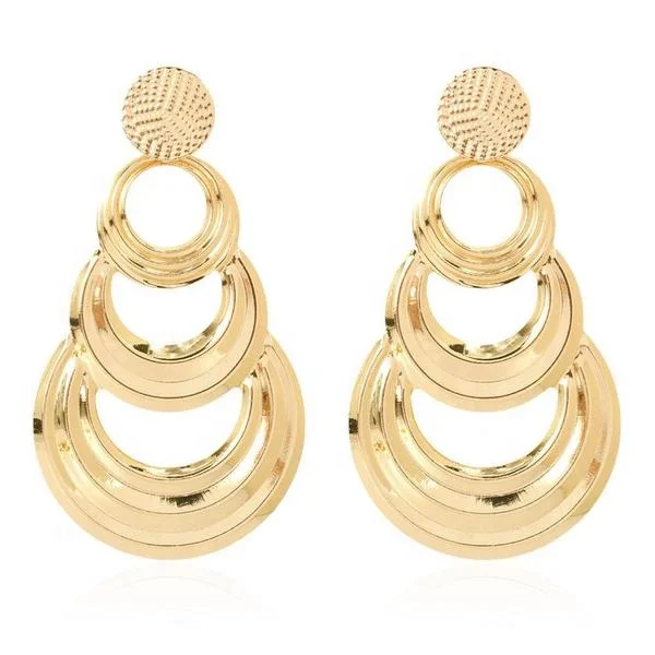 

Fashion Brincos Geometric Retro Stud Earring Gold Plated Irregular Circle Statement Layered Hoop Earrings