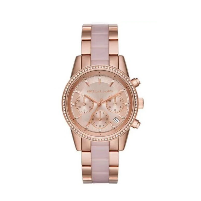 

Mk watch ladies quartz stainless steel watches original mk watches wholesale Jam Tangan Wanita Women Three Dial Ceramic Strap W