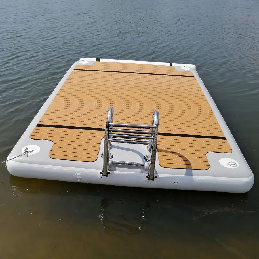 

swim platform inflatable floating pontoon, Blue/white