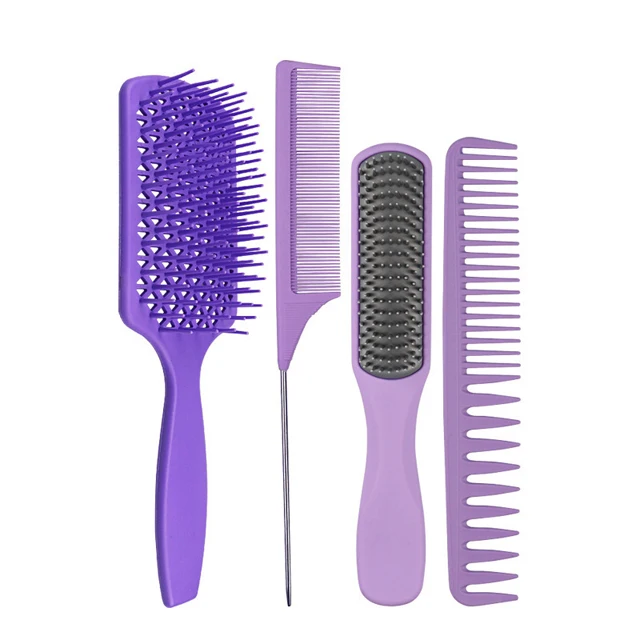 

2021 fashion Antistatic plastic comb hair and scalp massage combs detangling hair brush, Black,green,pink,purple