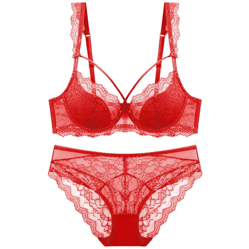 

Thick Shaped underwire Brasier Ladies Bra Panty Sets Push Up for Women Girls Net Lace Sexy Bra