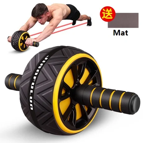 

hot selling home exercise High Quality Noise free non-slip ab wheel roller with ab mat fitness exerciser abdomonal abs roller, 5 colors