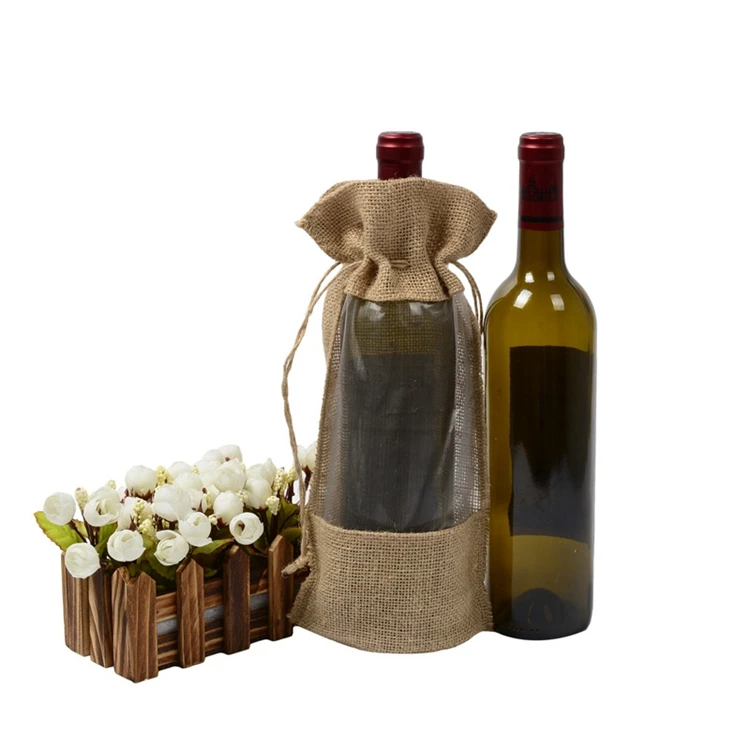 

Jute Wine Bottle Gift Bags Burlap Wine Bag for Wedding, Party Favors, Christmas, Holiday or Wine Tasting Party, Linen