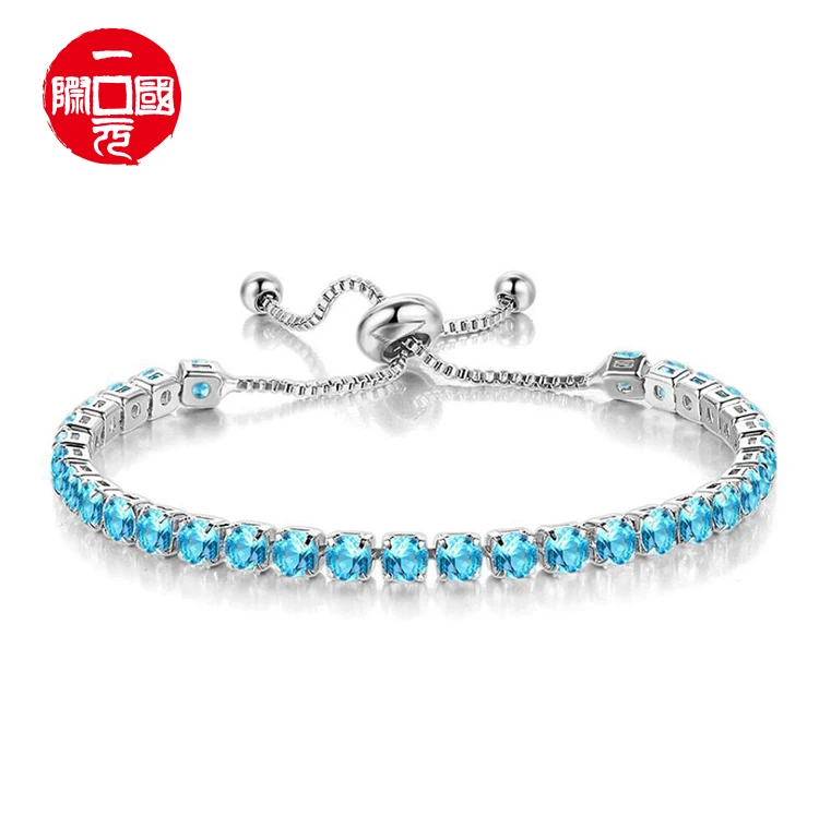 

European and American popular fashion 4mm round zircon single row full diamond adjustable crystal bracelet jewelry women