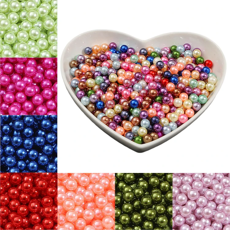 

3mm-4mm non-porous imitation pearl white ABS color pearl round beads loose beads handmade diy material jewelry accessories, Color mixing