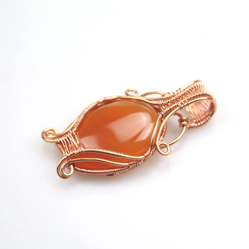 

2021 XuQian New Design Copper Wire Wrapped Yellow Agate Necklace Pendent, As the picture