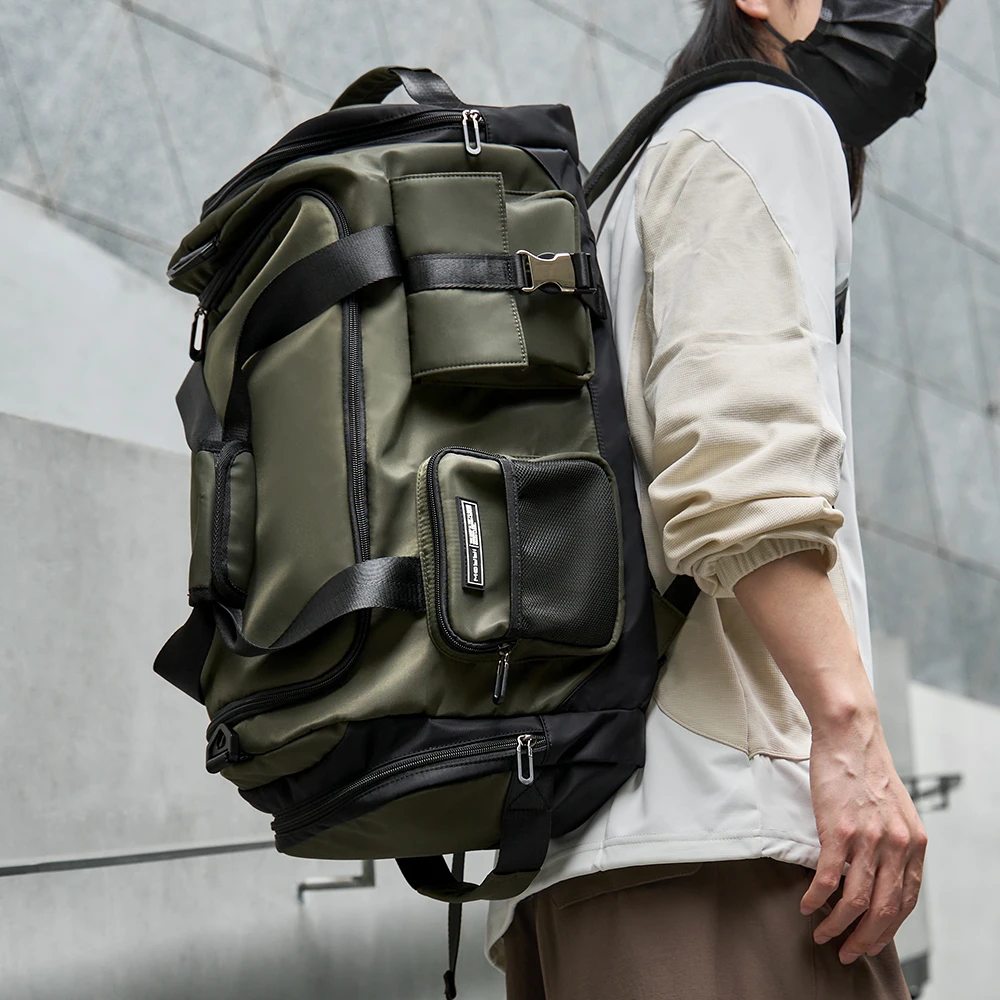 Traveling Backpack Large Capacity Travel Bag with Shoe Compartment Waterproof Oxford Fitness Sports Duffel Gym Bags for Men
