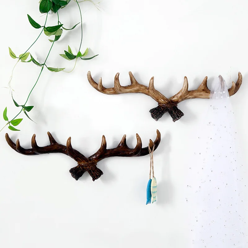 

Nordic Decoration Home Antler Wall Hanging Clothing Hook Storage Holders & Racks Wall Decoration, As photo