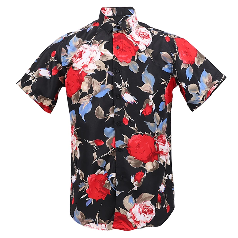 

Fashion Hot Sale Men Hawaiian Flower-print Short Sleeve Summer Beach Style Shirts Holiday Casual Comfortable clothes