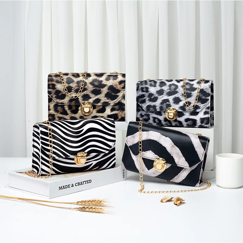 

Fashion Mini Women Bags Leopard Snakeskin Zebra Prints Lady Messenger Bags Metal Chain Lock