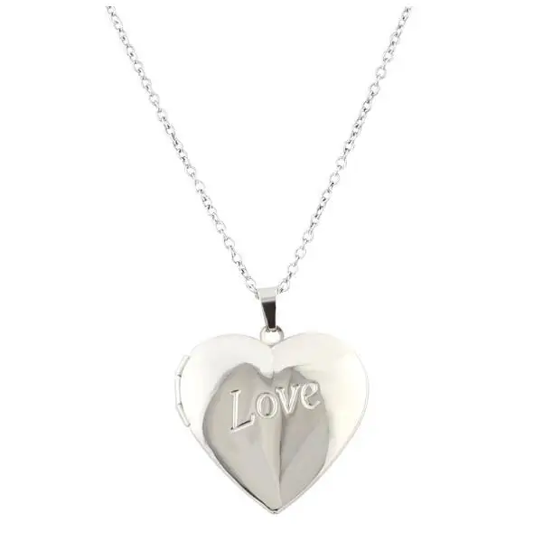 

Wholesale Stainless steel love heart shape patterned photo locket necklace blank photo frame locket necklace