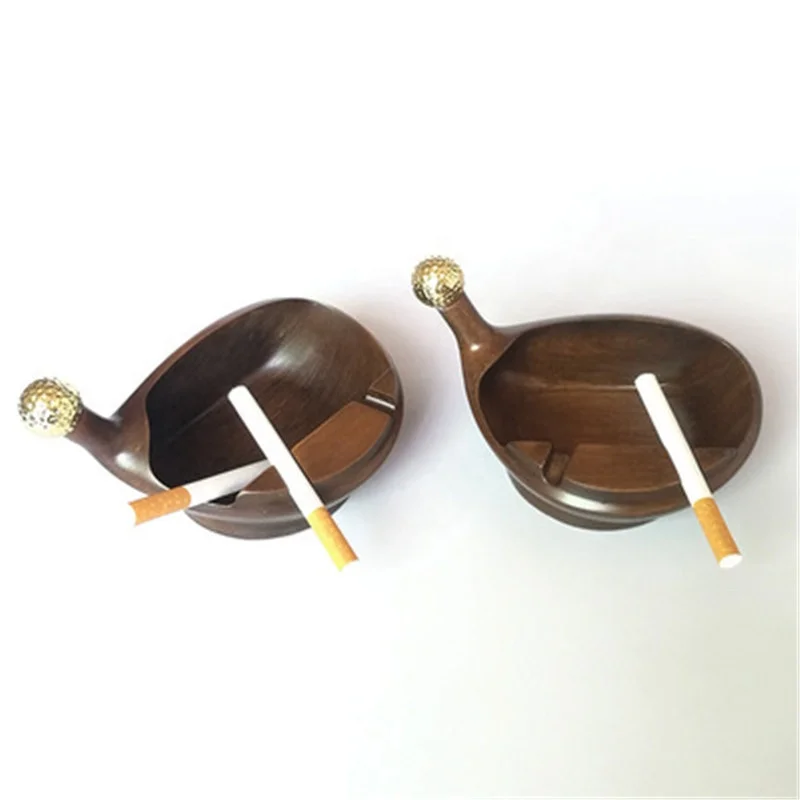 

Resin Golf Round Ashtray with Handle, Yellow/brown