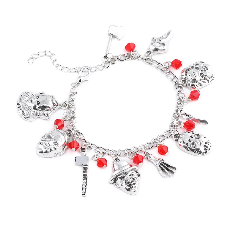 

New Fashion Accessories Halloween Horror Movie Black Friday Zinc Alloy Chain Bracelet With Red Crystal Stone