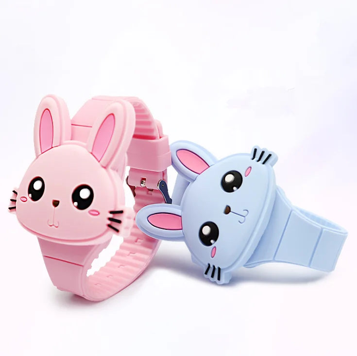 

YDS Top Selling Cute Cartoon Bunny Design Dial Led Watch Comfortable StrapBoys Girls Digital Watch, Pink, blue, green, purple,red