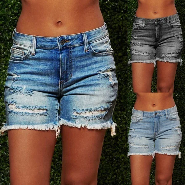 

Ladies High Waist Hot Skinny Tassels ripped women's jean denim shorts for ladies, Picture