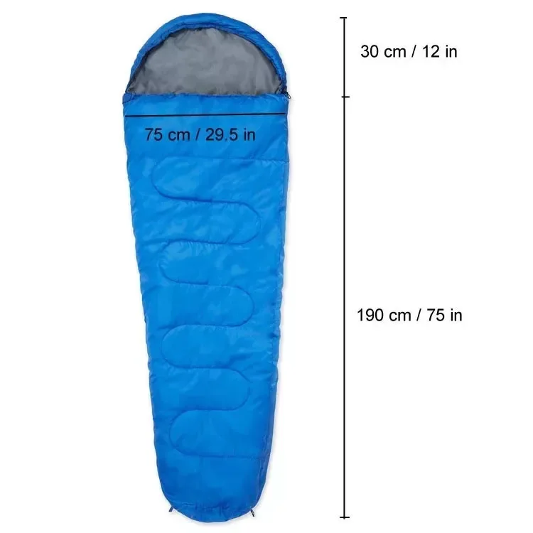 

2021 new arrivals Custom Outdoor Camping Light Envelope Cold Resistant Rip Resistant Polyester down Sleeping Bag camping, Blue