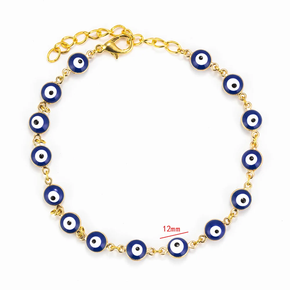 

Hotsale Adjustable Link Chain Colorful Eye Beaded Bracelet Anklet Oil Dripping Evil Eyes Beads Bracelet For Women Men