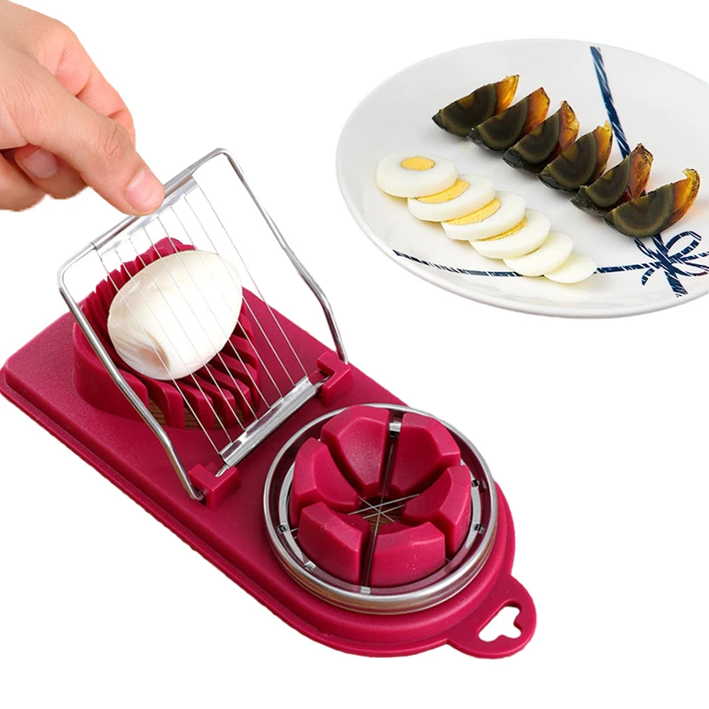 

2 In 1 Egg Cutter Split Device Wire Food Divider Slicing Kitchen Tools Gadgets Egg Slicer, As same as picture