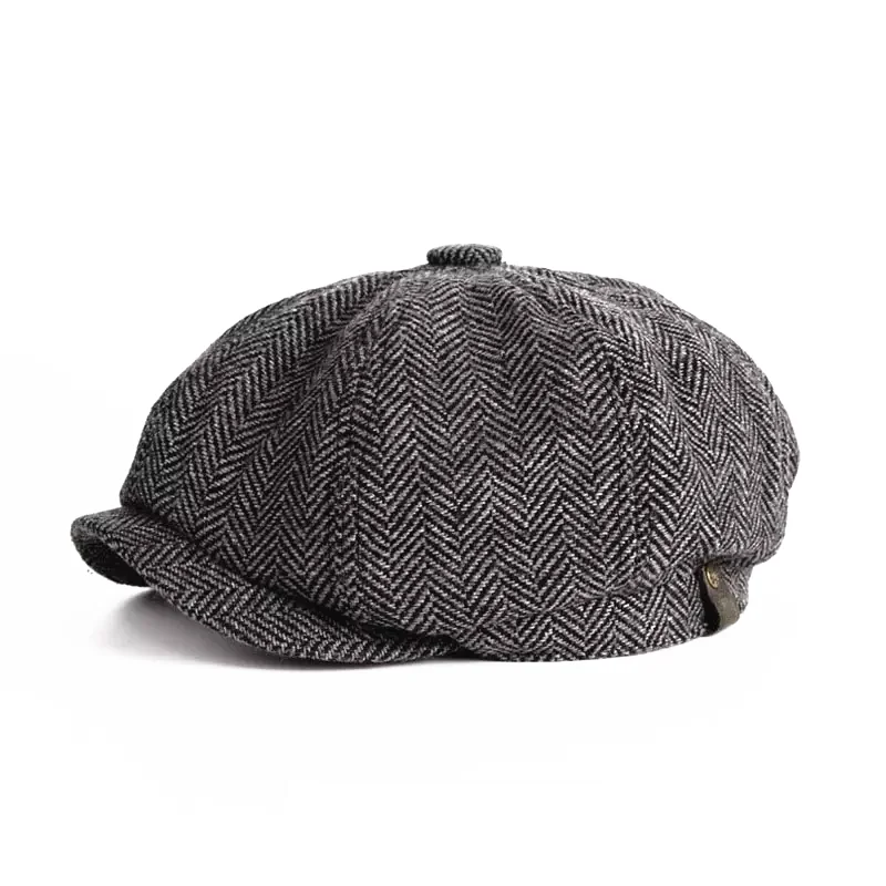 

Wholesale fashionable spring autumn retro herringface peaky blinder hats casual british multiple size 8 panel newsboy cap men