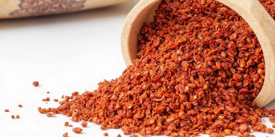 Dish garnished with crushed red pepper