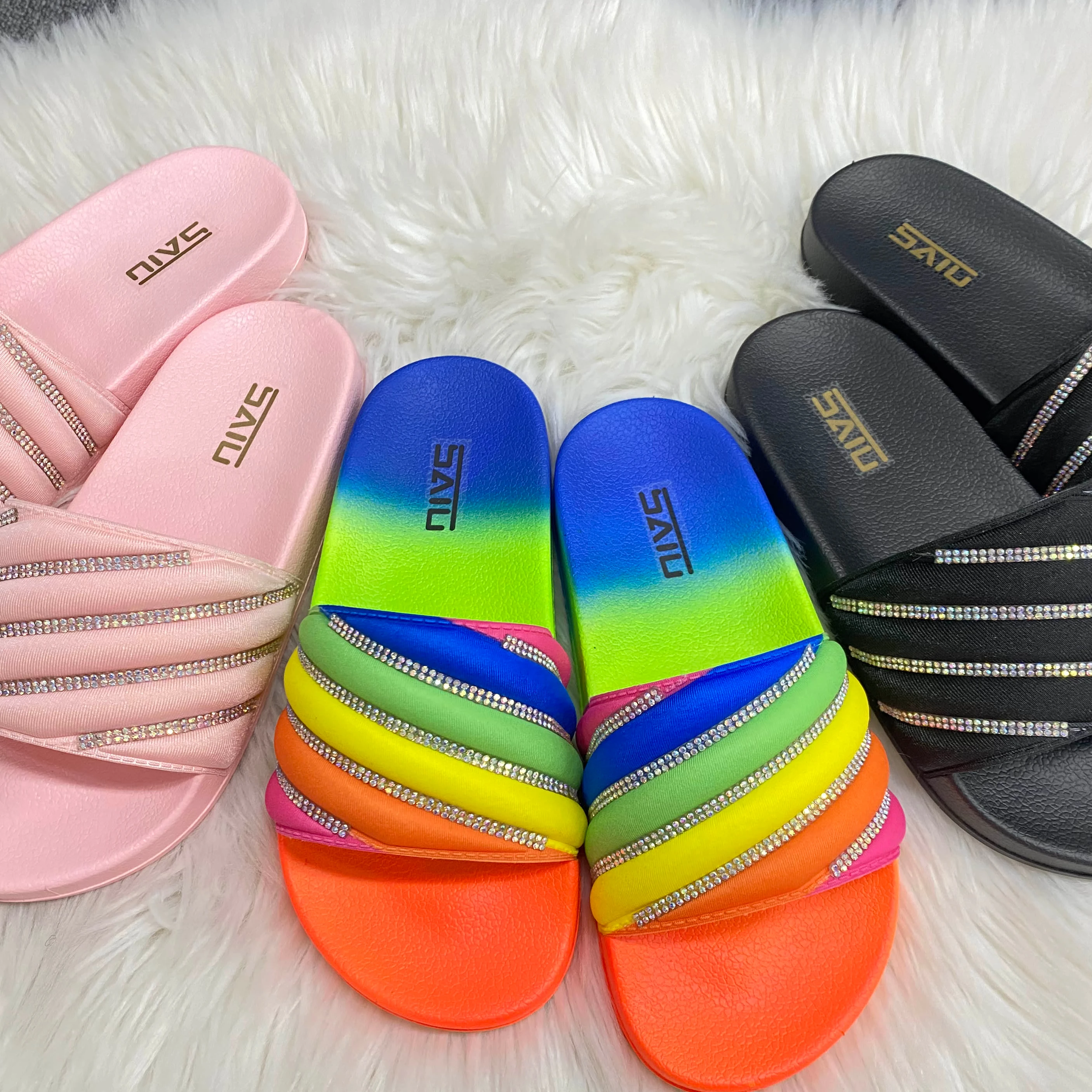 

2021 New Arrival New Platform Mid-heel Fashion Rhinestone Ladies Sandals Beach Sandals, Picture