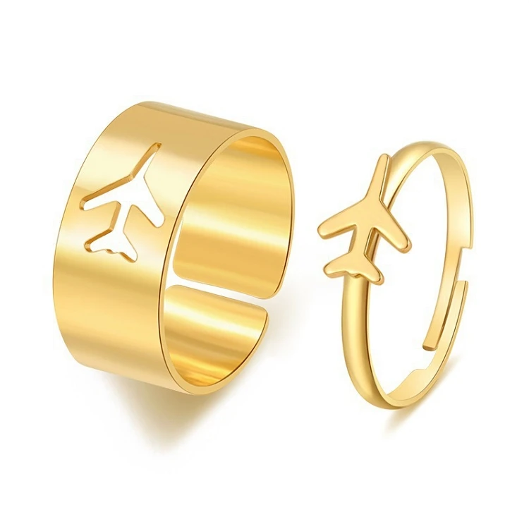 

G512 Gold Silver Plated Hollow Out Butterfly Heart Star Moon Dolphin Shaped Couples Adjustable Opening Rings