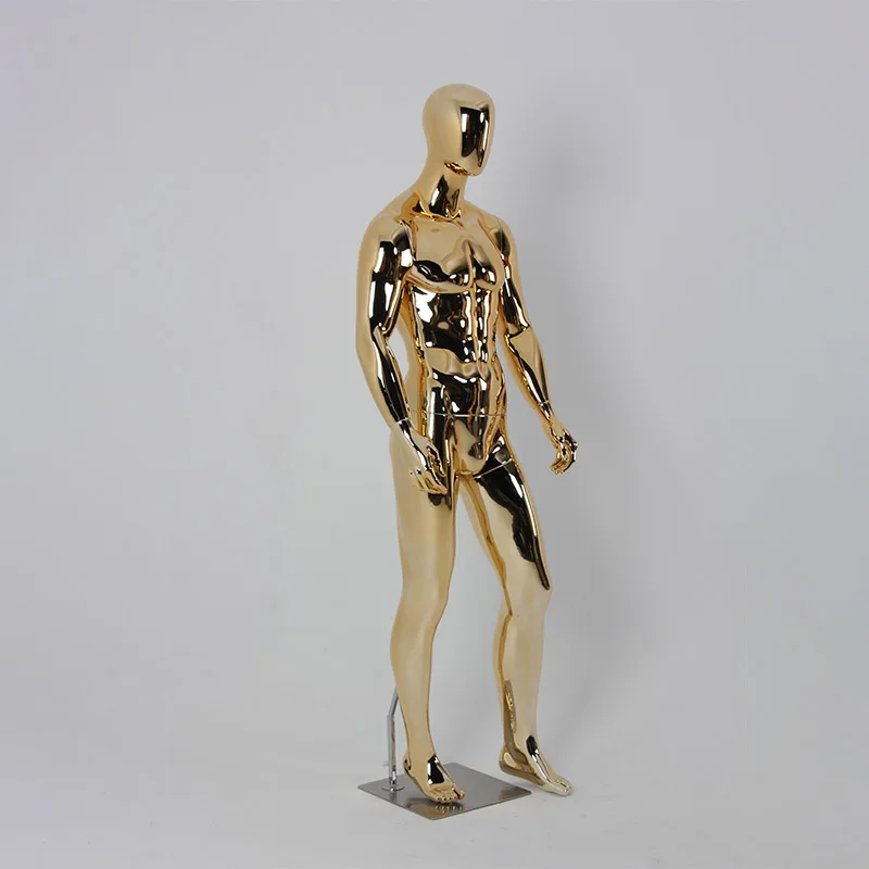 玻璃橱窗展示现实全身男黄金人体模型