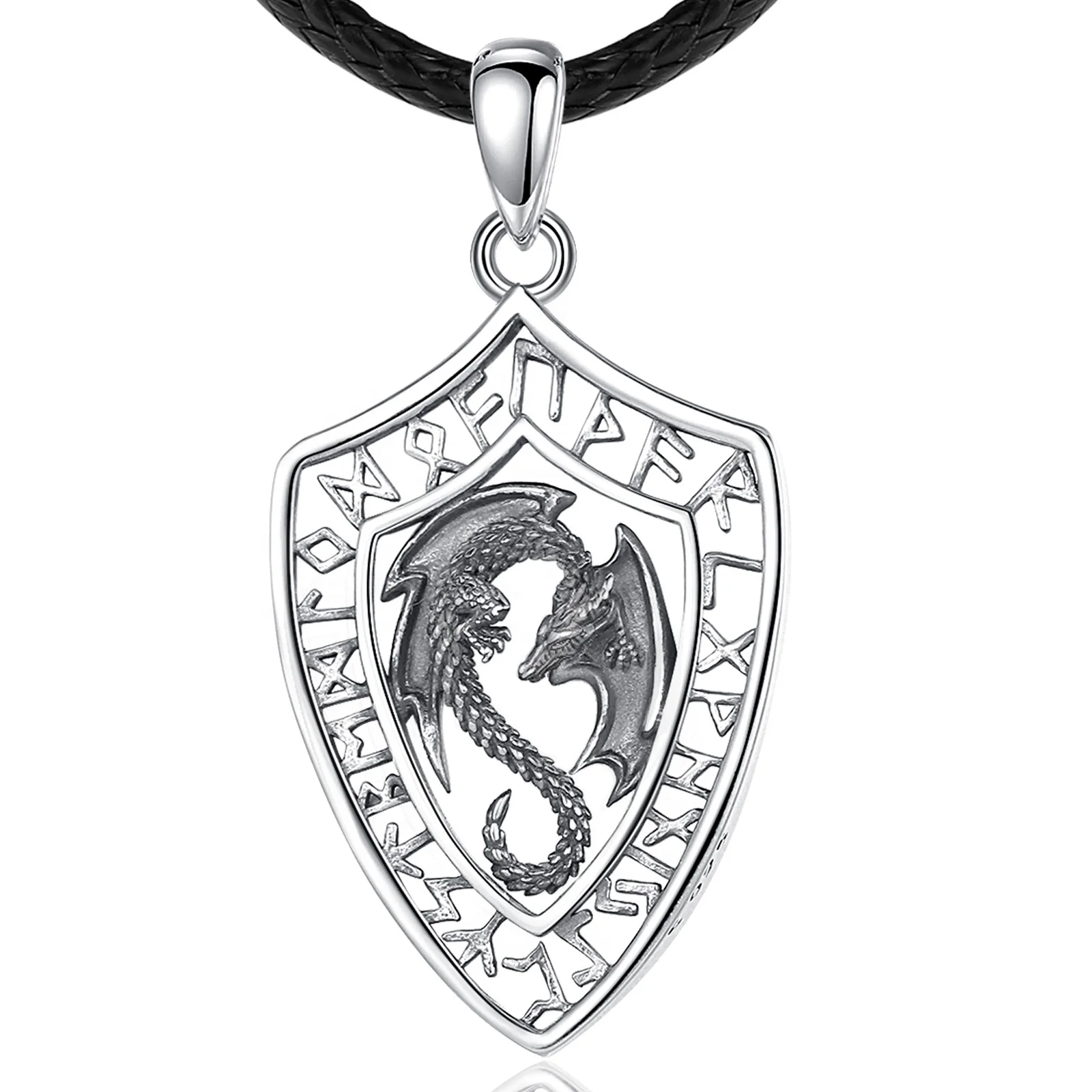 

Merryshine Jewelry 925 Sterling Silver Hollow out Viking Flying Dragon Pendant Necklaces for Men