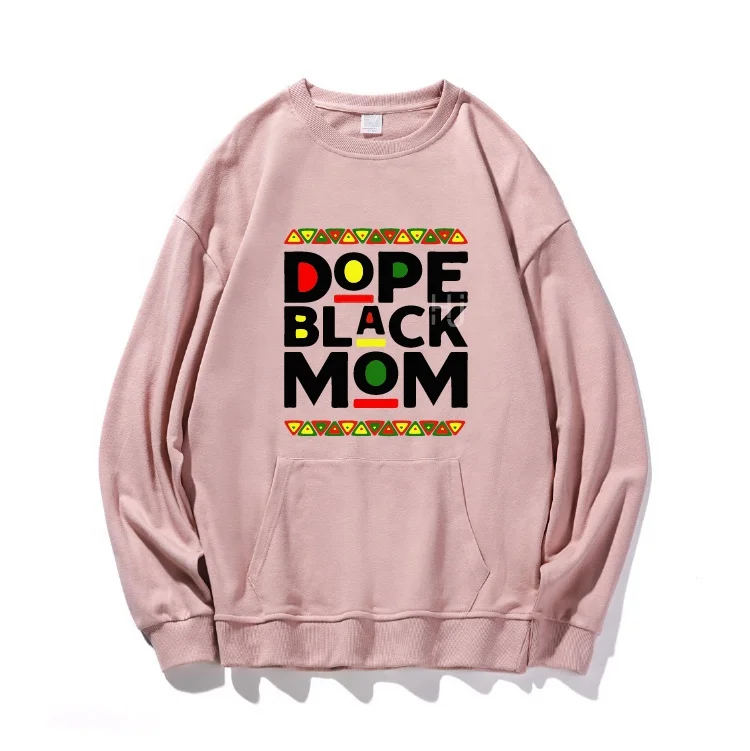 

Hot Sale African American Family Matching Clothes Funny BLACK MOM Letter Printing Sweatshirt Melanin Women Cotton Hoodies, As picture show