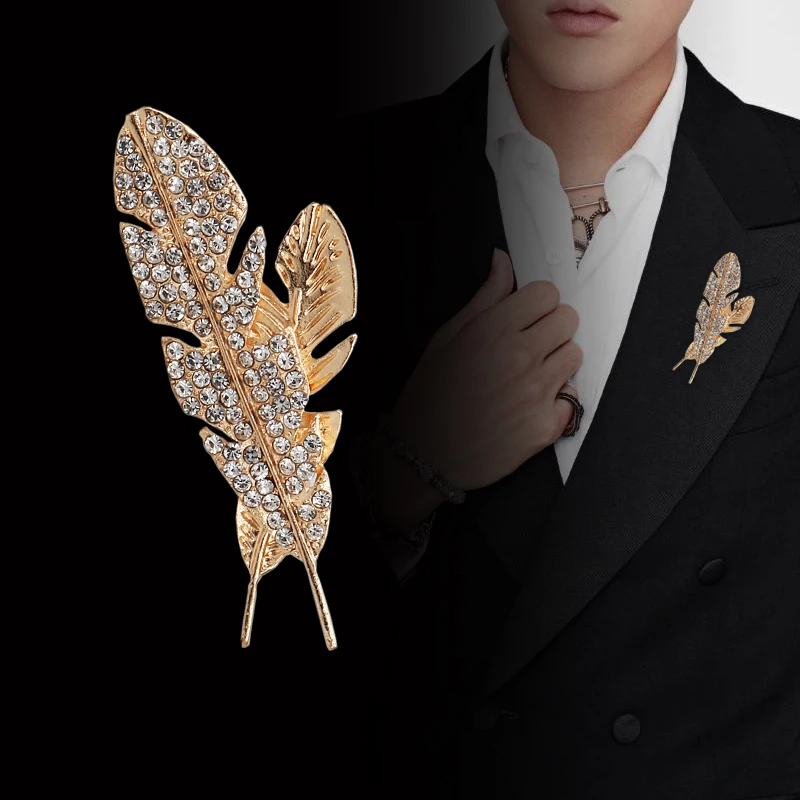 

European American New style men's suit pin fashion cute leaf brooch