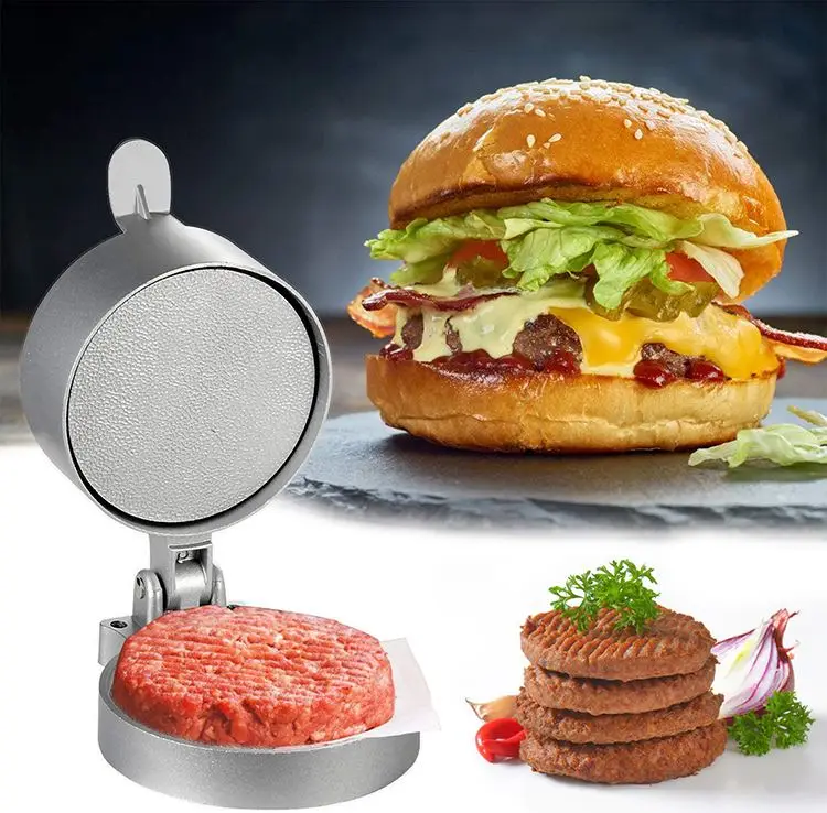 

Aluminium Burger Press with 100 Pcs Wax Papers Non-Stick Hamburger Press Patty Maker Mold for BBQ Barbecue Grill