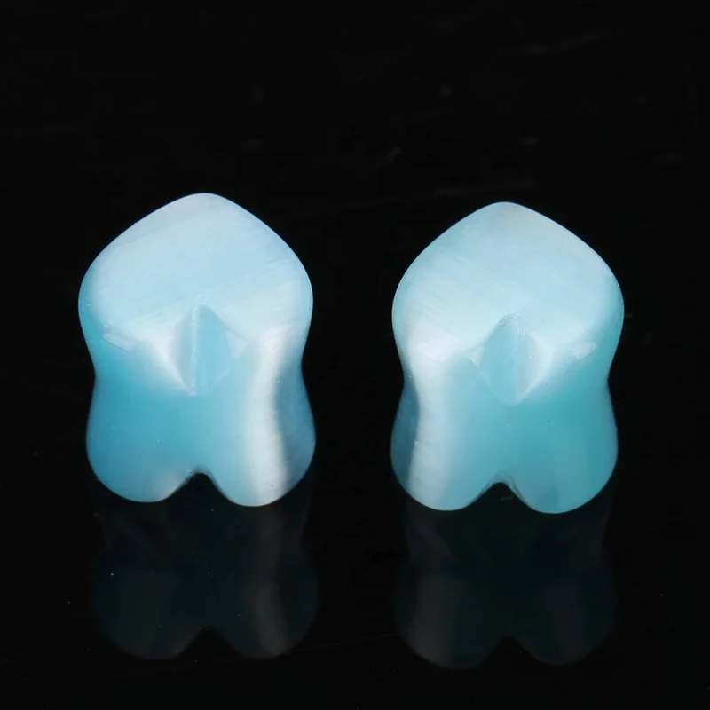 

Custom Stone Cymophane Ear Plugs Heart Ear Stretching Ear Gauges Expander 10mm 1.5 flare 12 thickness, Natural