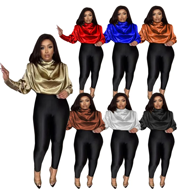 

Womens O Neck Solid Color Draped Front Shirt Tops Casual Loose Puff Long Sleeve Shirts Blouses Summer Wrap Top Blouse For Women, 7 colors