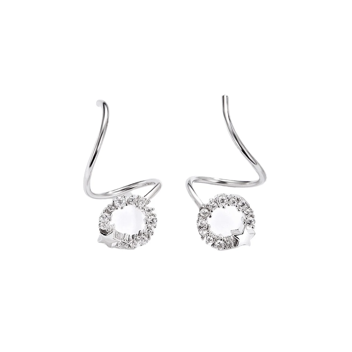 

High Quality Round Circle Cz Stone 925 Silver Starfish Trendy Earrings Stud