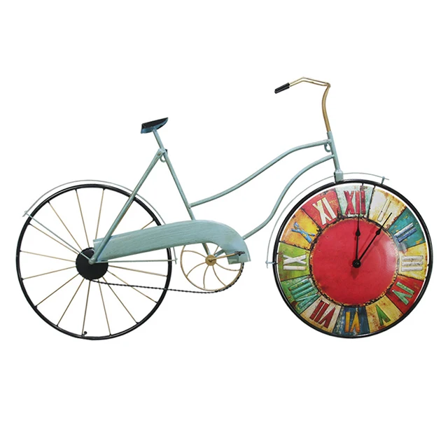 

American creative individuality iron art bicycle retro wall decoration wall clock archaize creative wall clock