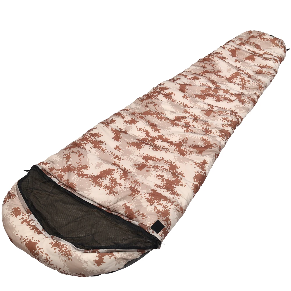 军用290t 涤纶格子迷彩妈咪冬季睡袋防水袋睡袋露营