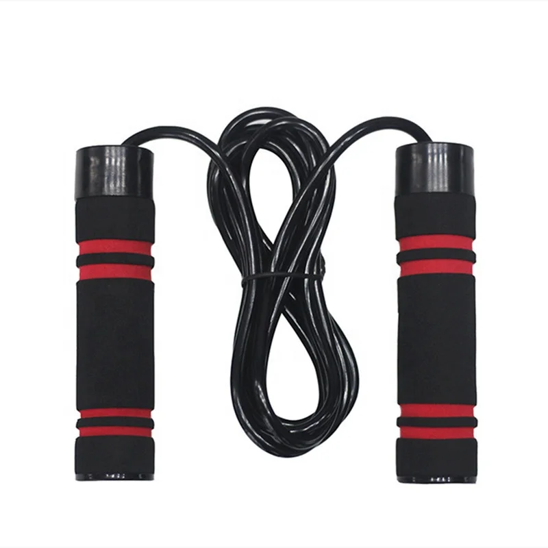 

Hot Selling Gym Exercise Adjustable Custom Logo Bearing Fitness Speed PVC Middle Foam Handle Weighted Skip Jump Rope, Black+red,black+blue