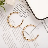 

danyuan minimalist simple fairy metal c shape earrings elegant bamboo gold alloy half circle round geometric female earrings