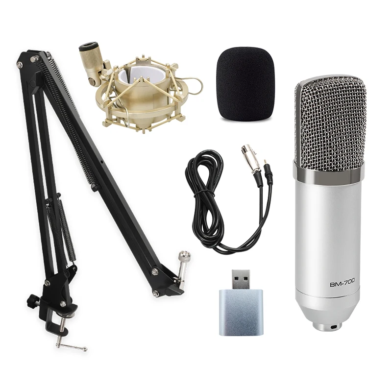 
BM700 Desktop USB Wired Family Studio Microhone Audio Condenser Microphone Capacitor Whear Handheld Microphone 