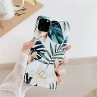 

For Iphone 11 Cases,Green Leaves with White&Brown Flowers Pattern Design cover For iphone 11 pro